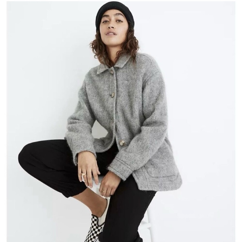 Madewell Walton shirt jacket, grey wool/alpaca blend size XS